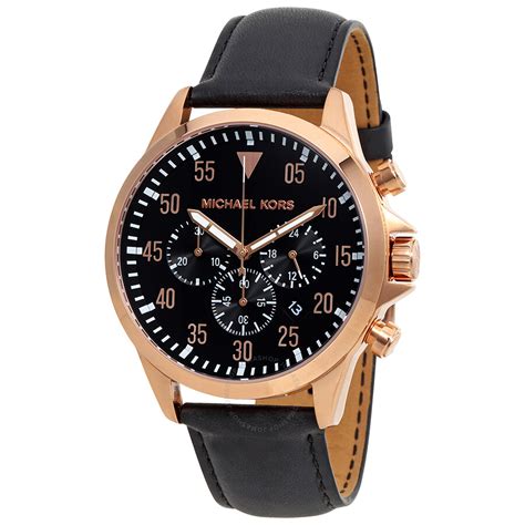 michael kors gage black dial men's chronograph watch